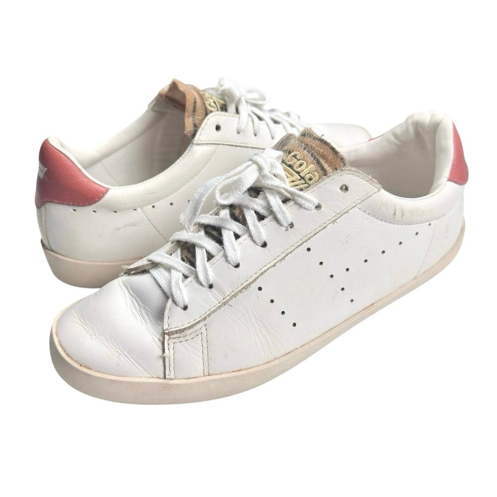 Gola | Women | Nova Safari White Leather Tiger Stripe Lace Up Sneakers | Sz 8